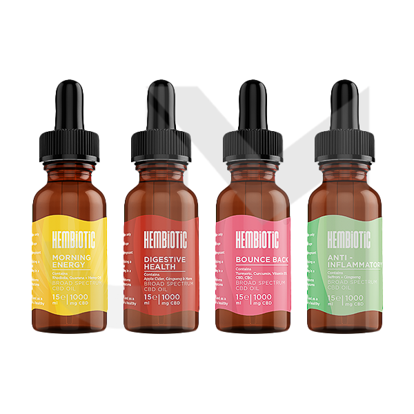 Hembiotic 1000mg Broad-Spectrum Functional CBD Oil - 15ml