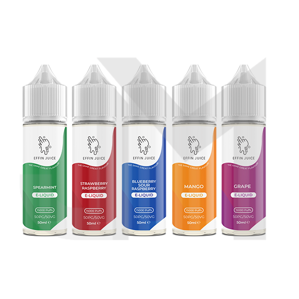 Bulk Buy 0mg EFFIN Juice 50ml Shortfill (50VG/50PG) - Multipacks (10, 25 & 50) - Stoptober Special Offer!