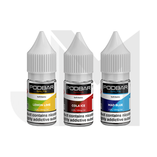 20mg Podbar Salts by Kingston 10ml Refill Nic Salts (60VG/40PG)