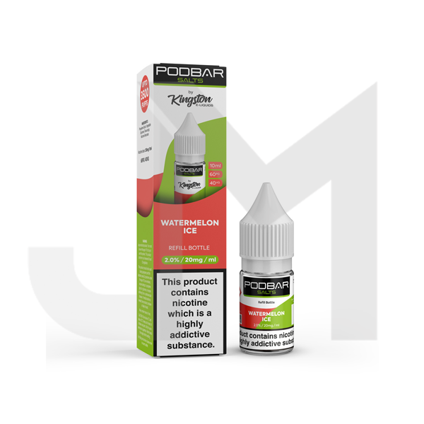 20mg Podbar Salts by Kingston 10ml Refill Nic Salts (60VG/40PG)