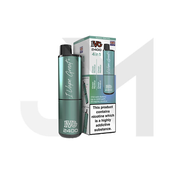 20mg IVG 2400 4 in 1 Pod Rechargeable Vape Kit 2400 Puffs