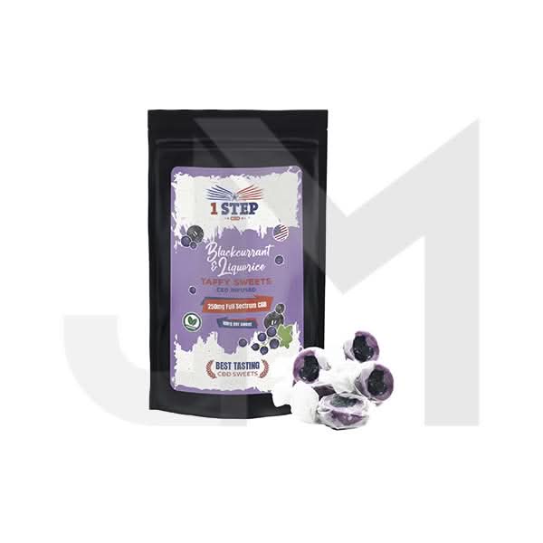 1 Step CBD 250mg Full Spectrum CBD Blackcurrant & Liquorice Taffy Grab Bag - 150g