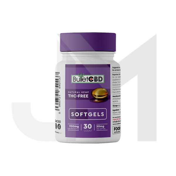 Bullet CBD 900mg Natural Hemp CBD Soft Gel Capsules - 30 Caps