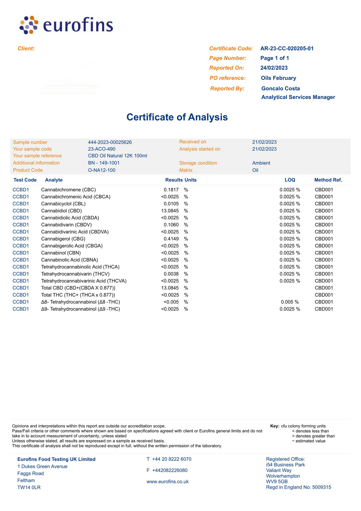 Orange County CBD 12000mg Full Spectrum CBD Oil - 100ml