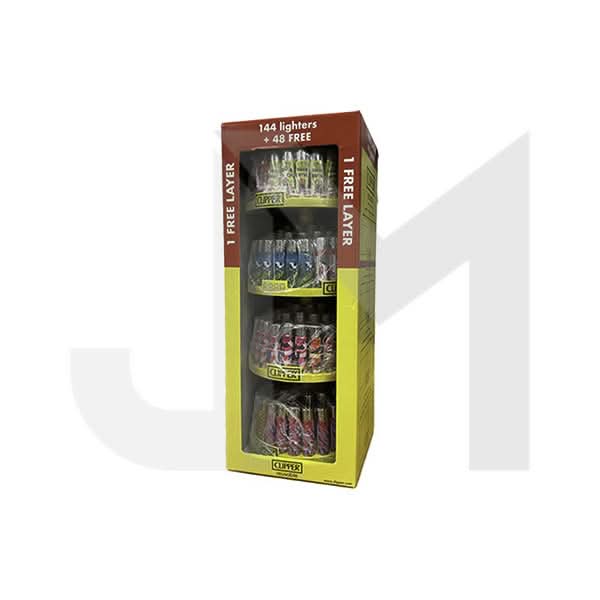 Clipper 4 Tier Display Carousel CP11RH 144 + 48 Mixed Design Lighters - CL3H165UKH