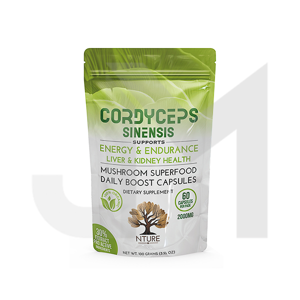NTURE 2000mg Cordyceps Sinensis Mushroom Capsules - 60 Caps