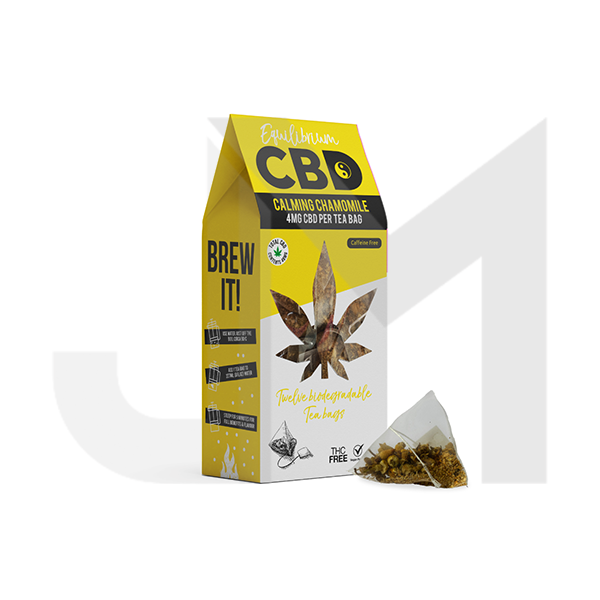Equilibrium CBD 48mg Full Spectrum Chamomile Tea Bags  Box of 12 (Buy 1 Get 1 Free)