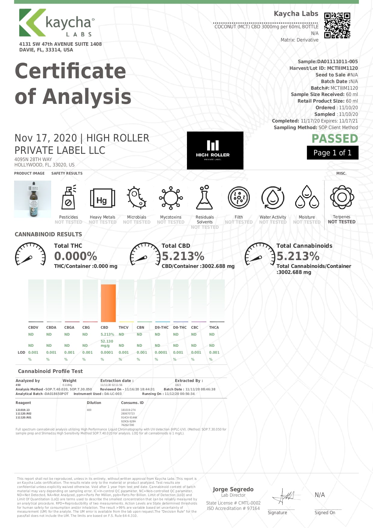 Just CBD 3000mg Coconut Oil Tincture - 30ml