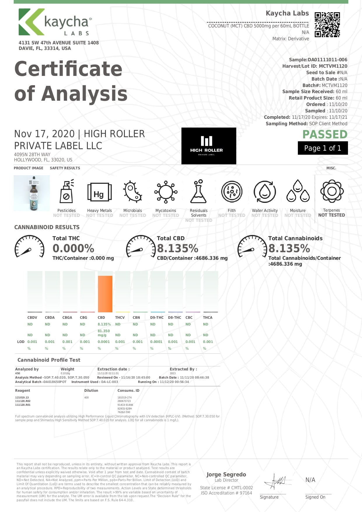 Just CBD 5000mg Coconut Oil Tincture - 30ml