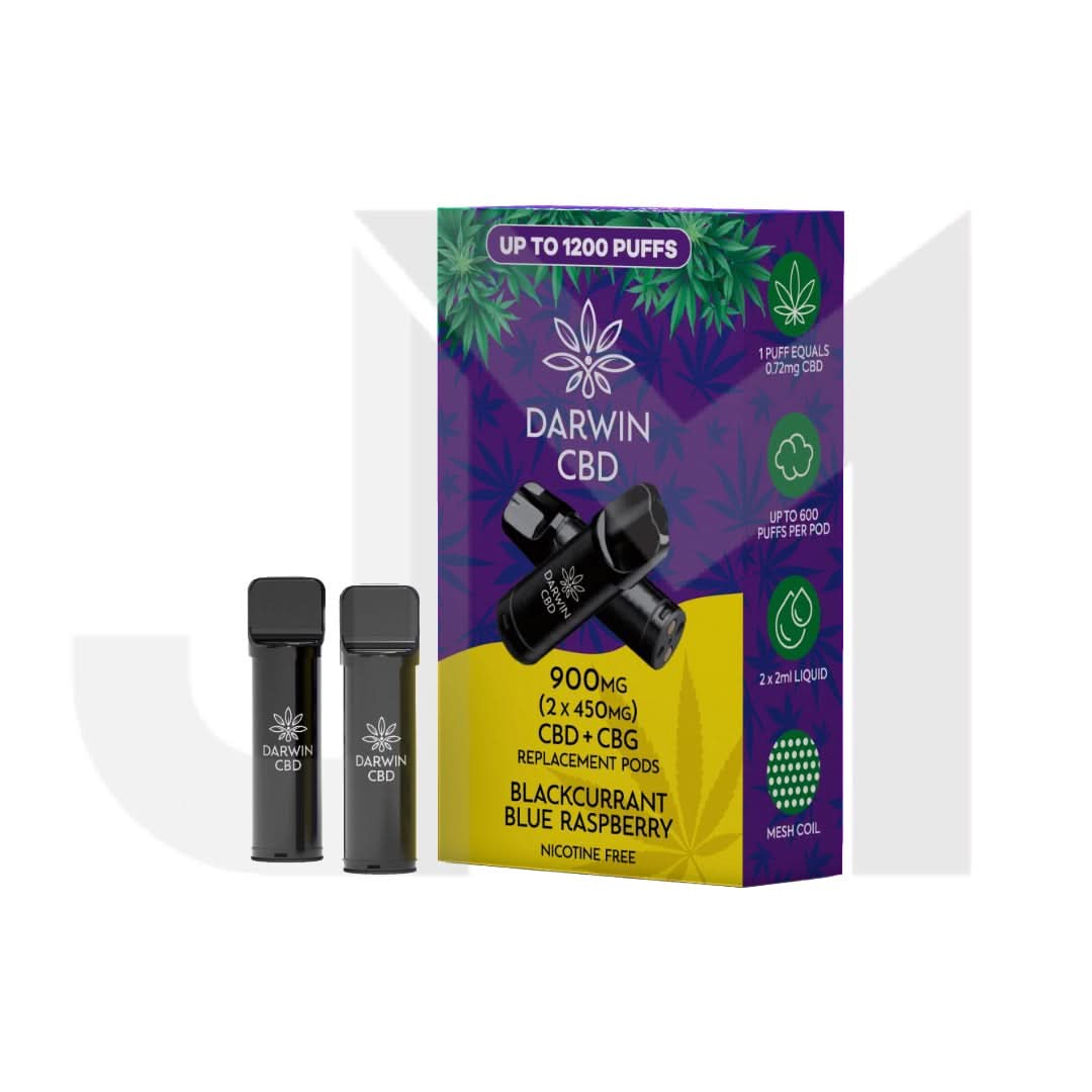 900mg Darwin CBD Prefilled Replacement Pods 1200 Puffs - 2 Pcs