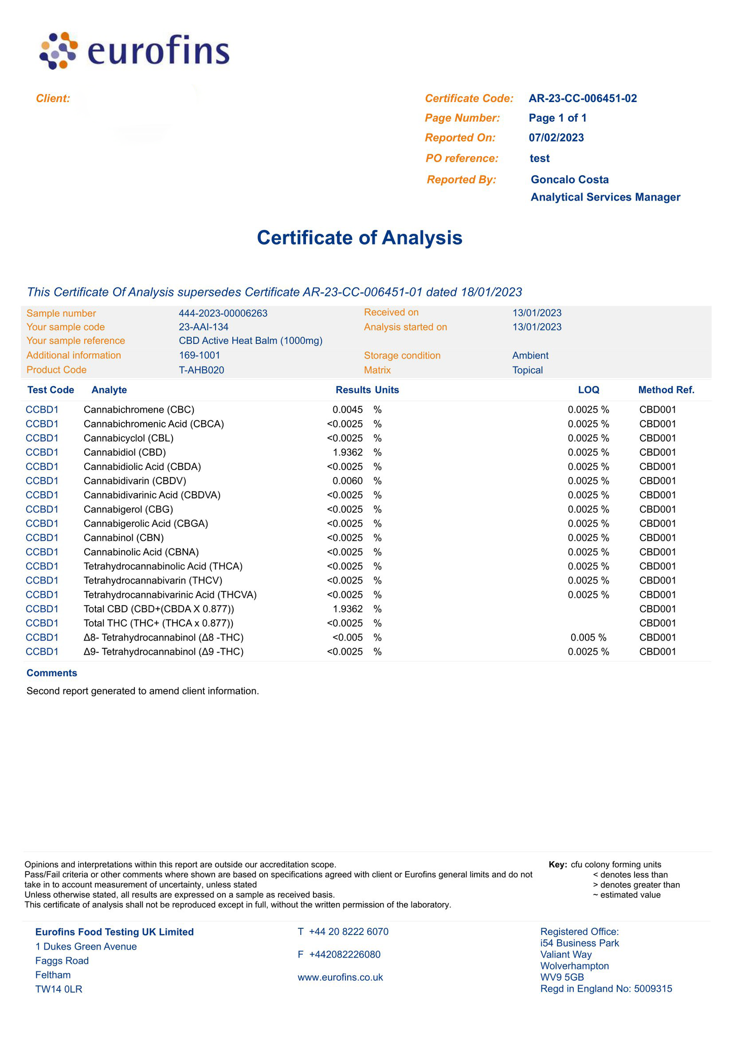 Orange County CBD 1000mg Active Heat Balm 50ml