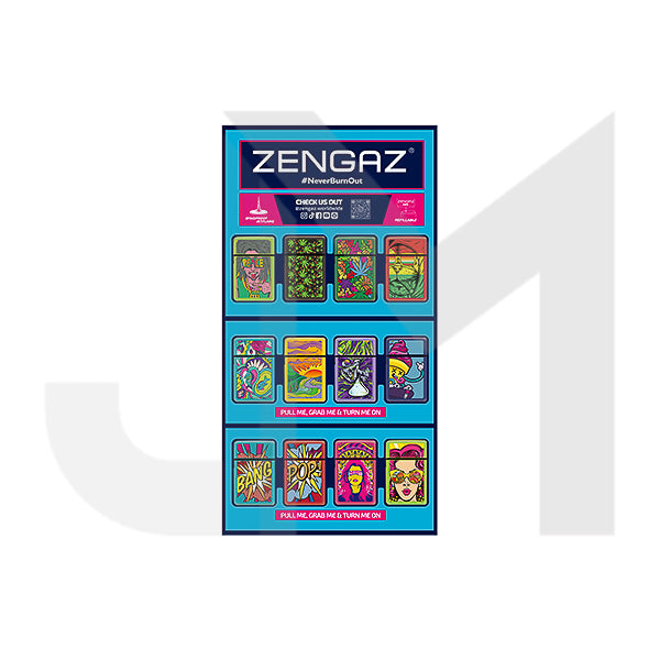 Zengaz Cube ZL-30 Chip Set (UK-S4) - Jet Flame Lighters Bundle + 48 Lighters with Cube display stand