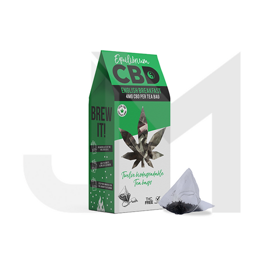 Equilibrium CBD 48mg Full Spectrum English Breakfast Tea Bags Box of 12 (Buy 1 Get 1 Free)