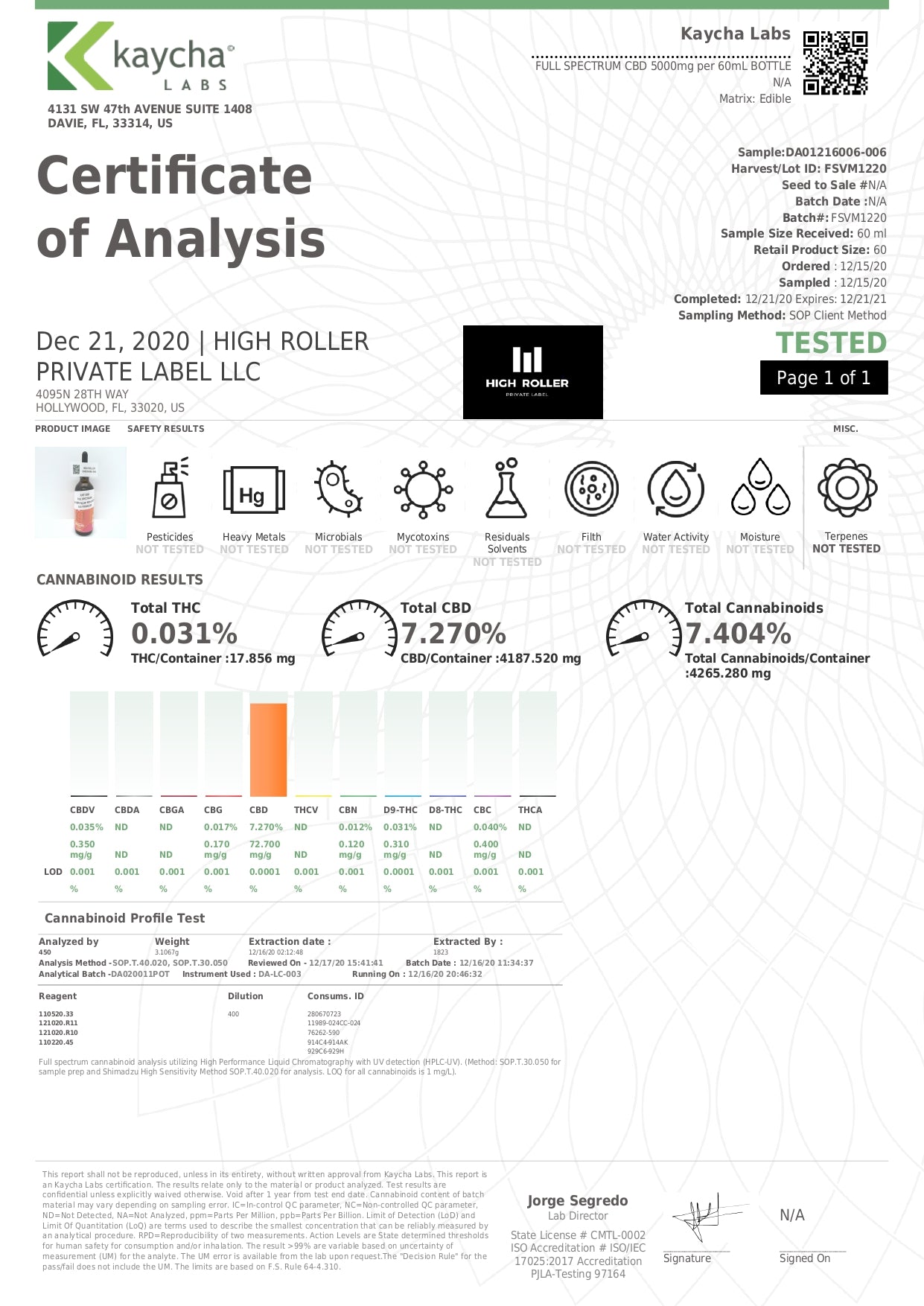 Just CBD 5000mg Full Spectrum Tincture - 30ml