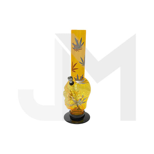14" Leaf Print Skull Design Acrylic Bong - FAP-15 (GS2075)