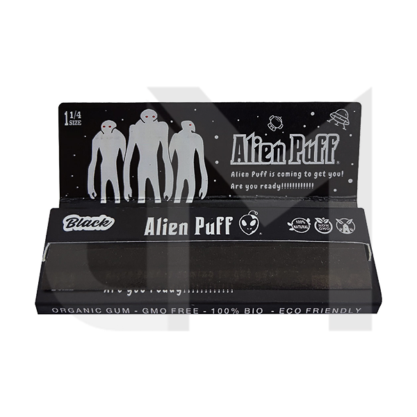 Alien Puff 1 1/4 Size Black Rolling Papers 25 Booklets (HP2125)
