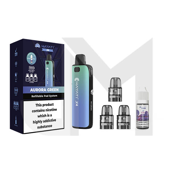 Hayati X4 Refillable Pod Vape Kit  Includes 1X Nic Salts 20mg + 3x Refillable Pods
