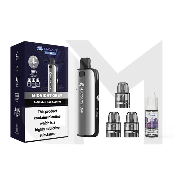 Hayati X4 Refillable Pod Vape Kit  Includes 1X Nic Salts 20mg + 3x Refillable Pods
