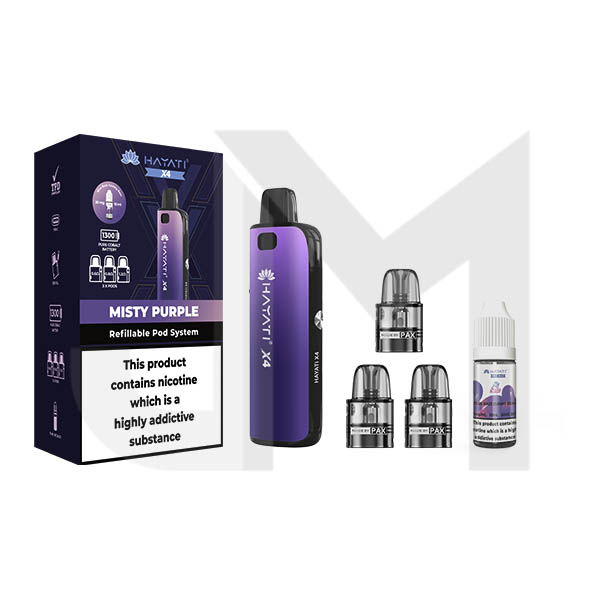 Hayati X4 Refillable Pod Vape Kit  Includes 1X Nic Salts 20mg + 3x Refillable Pods