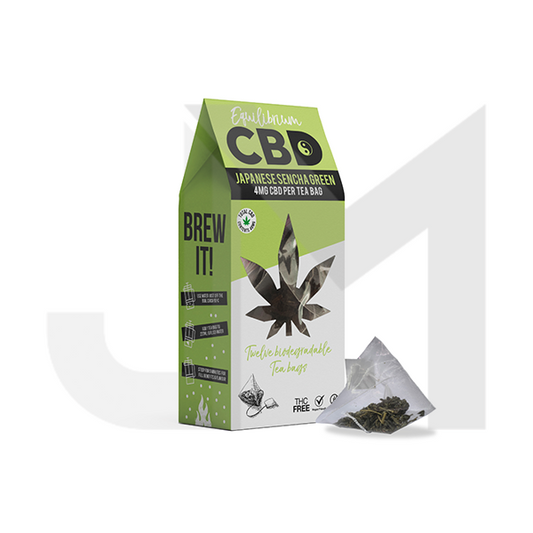 Equilibrium CBD 48mg Full Spectrum Japanese Sencha Tea Bags Box of 12 (Buy 1 Get 1 Free)