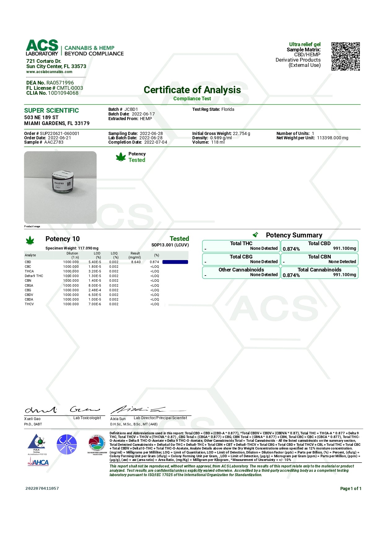 Just CBD 1000mg Ultra Relief Gel