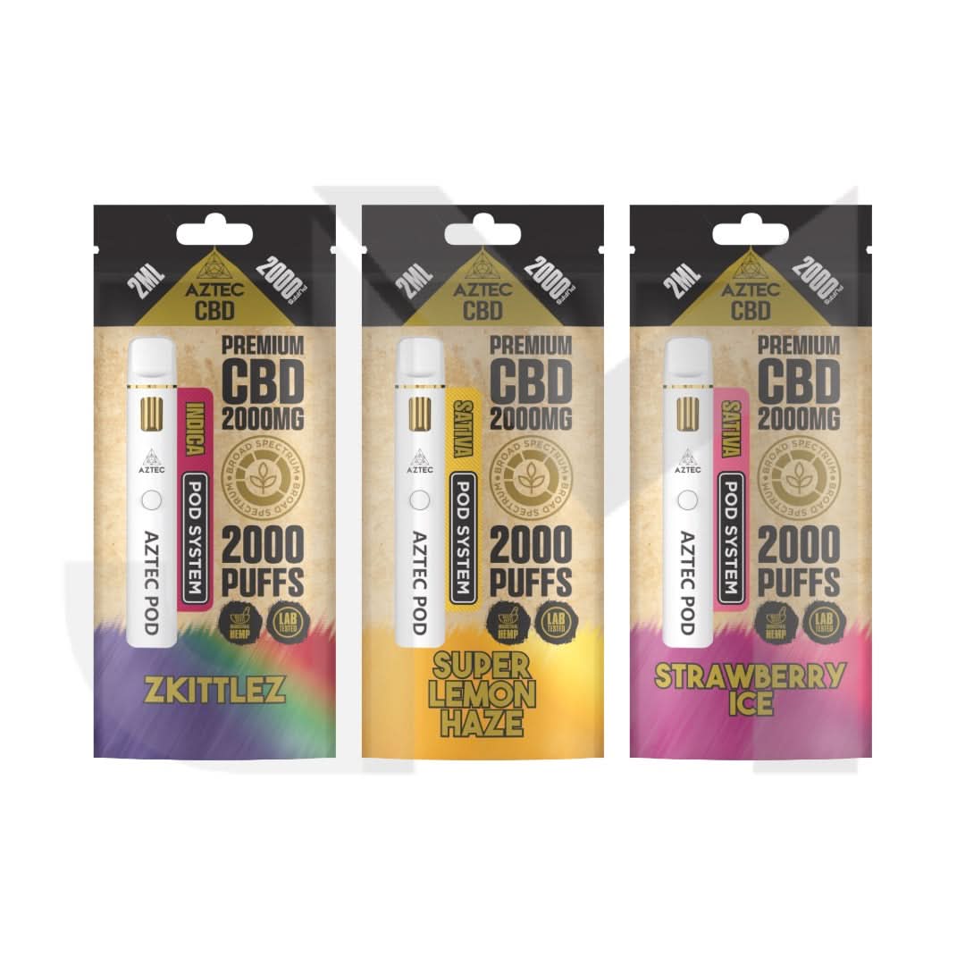 thc vape pen 2000mg uk Aztec CBD 2000mg Broad Spectrum Starter Pro Pod Vape Kit 2000 Puffs