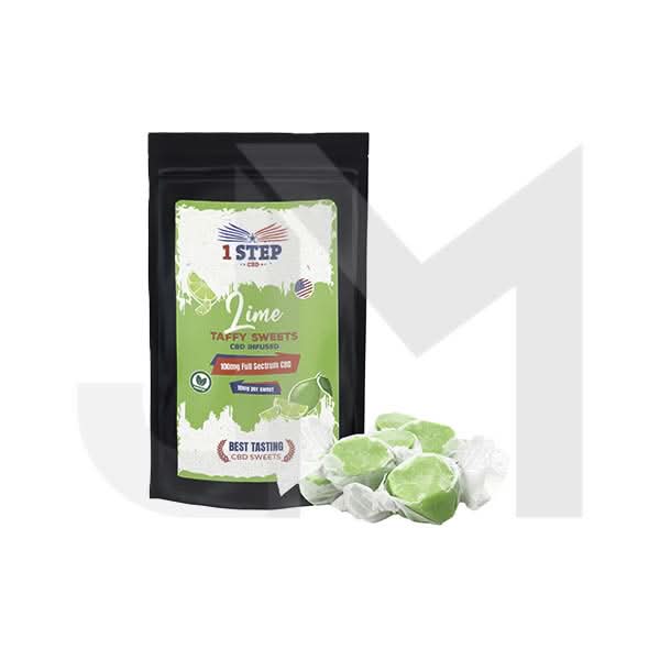 1 Step CBD 100mg Full Spectrum CBD Lime Taffy Grab Bag - 60g