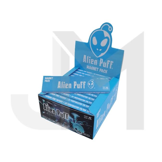 Alien Puff King Size White Rice Rolling Papers & Tips with Magnet Closure (HP2210)