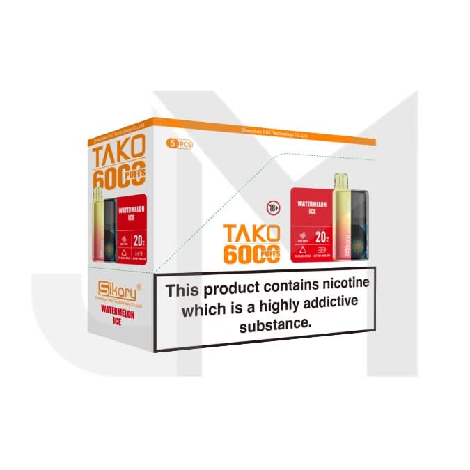 5 x 20mg Sikary Tako SP6000 Prefilled Pod Vape Kit 30000 Puffs - (1 Free Kit With Every Box Of 5)