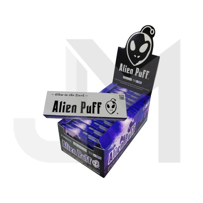 Alien Puff Glow in the Dark 1 1/4 Size Purple Rolling Papers & Tips (HP2212)