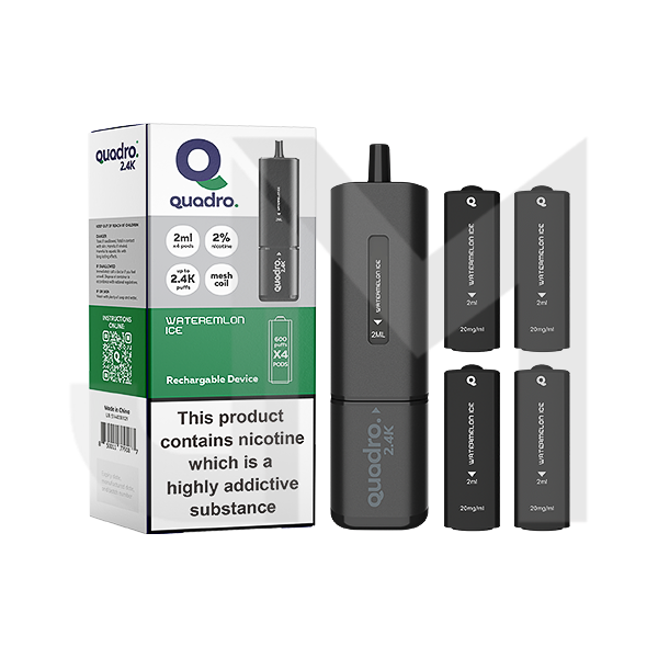 20mg Quadro 2.4K Pod Vape Kit 4 in 1 Black Series 2400 Puffs
