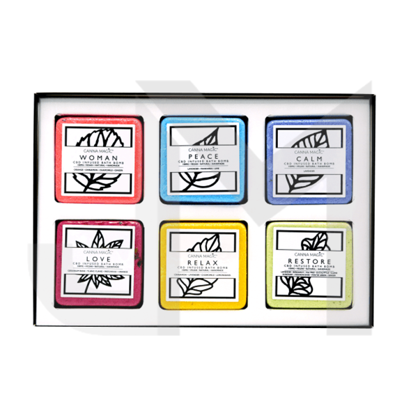 Canna Magic 100mg CBD Infused Bath Bombs Womens Gift Set - 6 Pieces