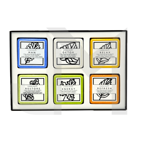 Canna Magic 100mg CBD Infused Bath Bombs Mens Gift Set - 6 Pieces