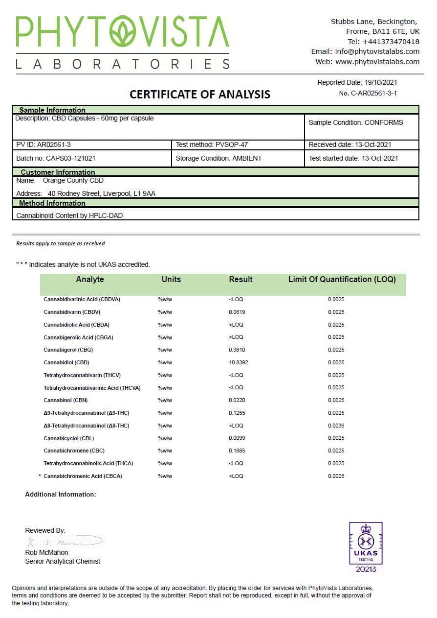 Orange County CBD 3600mg Full Spectrum CBD Capsules - 60 Caps