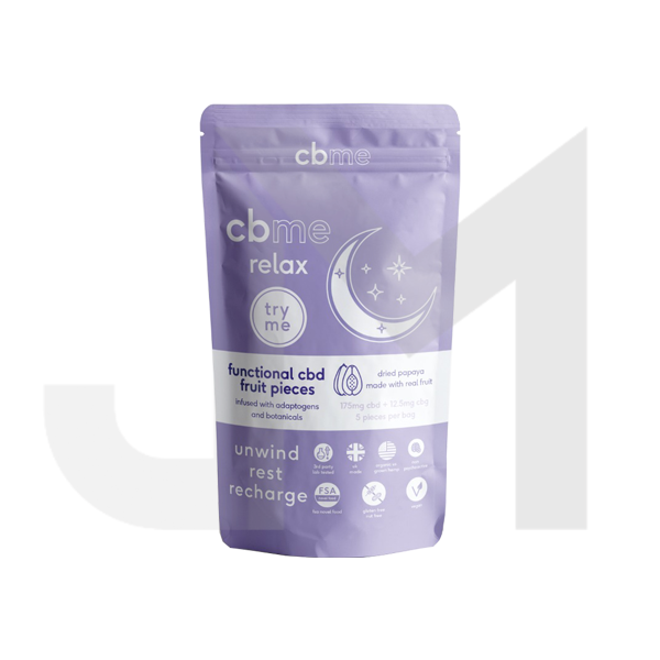 CBME Relax Try Me 175mg CBD Papaya Fruit Pieces - 5 Pieces