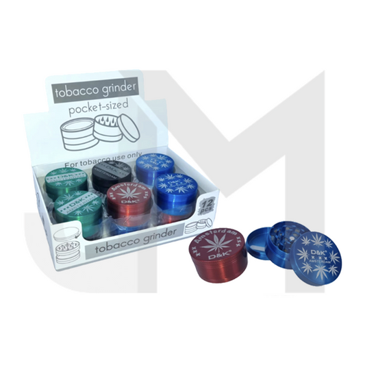 12 x D&K Amsterdam Metal Leaf Tobacco Grinders - DK5867A-3