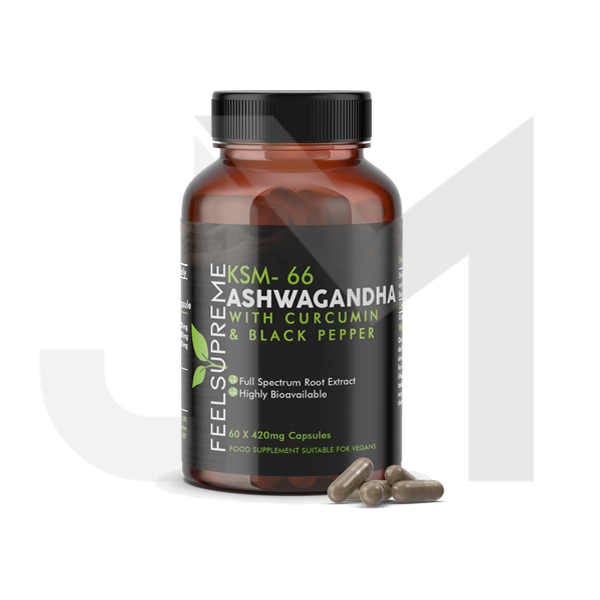 Feel Supreme 25200mg KSM66 Ashwagandha With Curcumin Capsules - 60 Caps