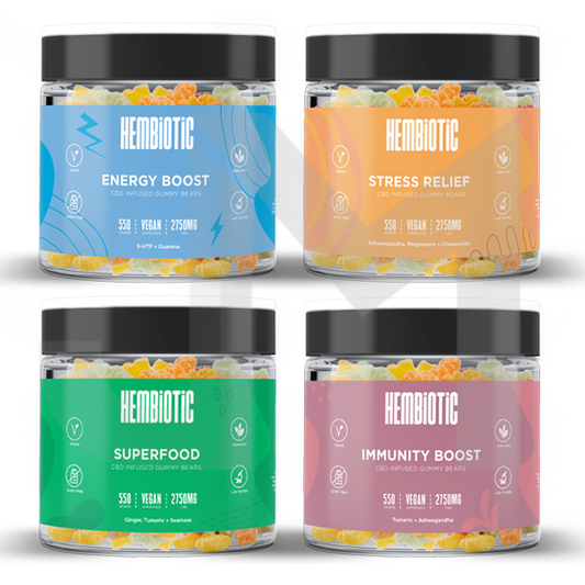 Hembiotic 2750mg Bulk Functional CBD Gummy Bears - 550g