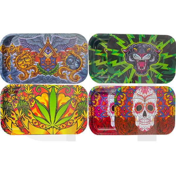 Large Mixed Design Magnetic Metal Rolling Trays with Lid