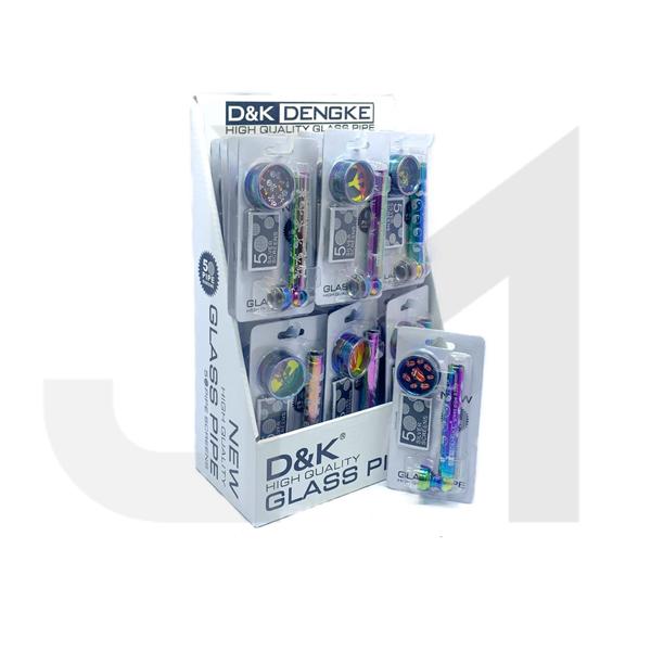 24 x D&K Glass Pipe with Screens & Grinder Display Set - DK8320CE