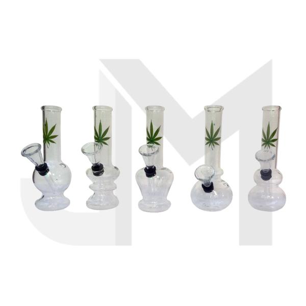 6" Small Leaf Design Glass Bong - GB41