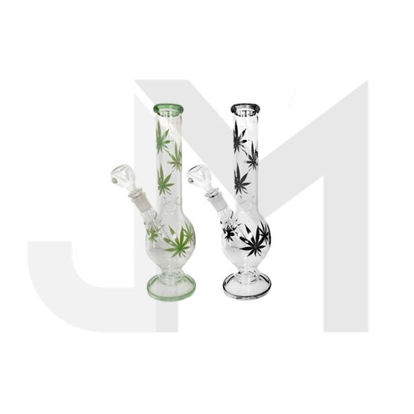 3 x 12" Leaf Design Glass Bong - GB45/GB46/GB47