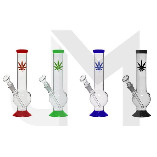 12 x 8" Small Leaf Design Glass Bong - GB48