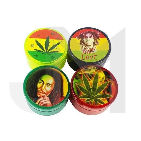 4 Parts Plastic 55mm Grinder Raggae Print - HX223-1