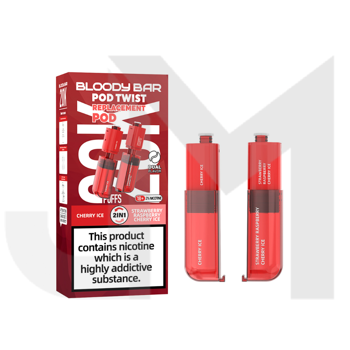 20mg Bloody Bar 20K Twist Prefilled Replacement Pods 20000 Puffs - 2 Pcs