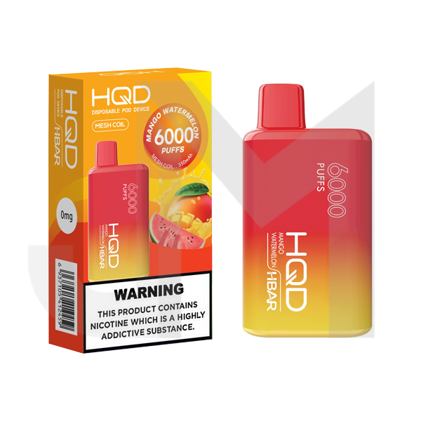 0mg HQD HBAR Disposable Vape Device 6000 Puffs