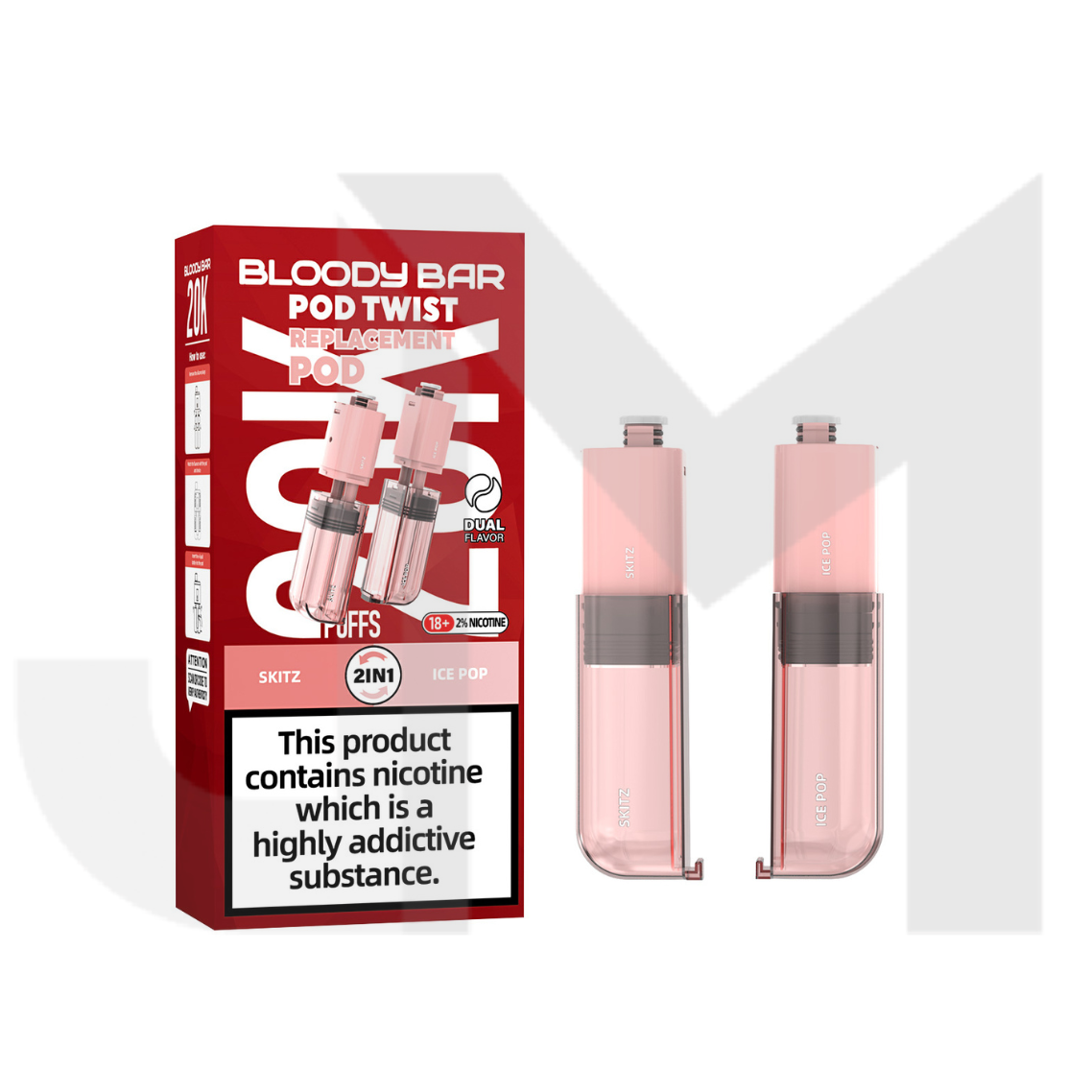 20mg Bloody Bar 20K Twist Prefilled Replacement Pods 20000 Puffs - 2 Pcs