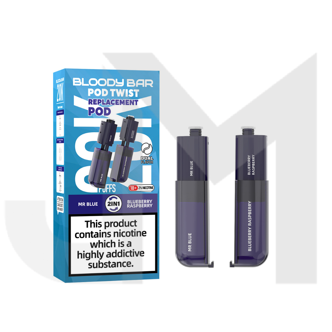 20mg Bloody Bar 20K Twist Prefilled Replacement Pods 20000 Puffs - 2 Pcs