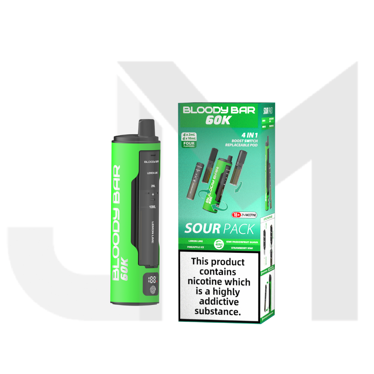 20mg Bloody Bar 60K 4 in 1 Prefilled Pod Vape Kit 60000 Puffs