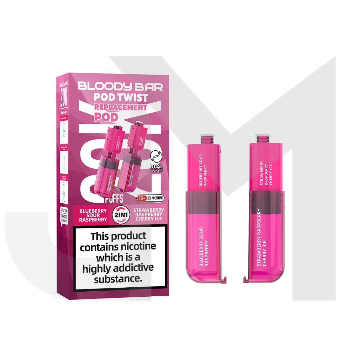 20mg Bloody Bar 20K Twist Prefilled Replacement Pods 20000 Puffs - 2 Pcs